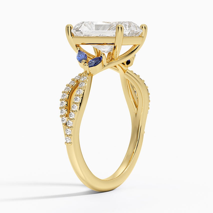 18K Yellow Gold Luxe Willow Sapphire and Diamond Ring (1/8 ct. tw.)