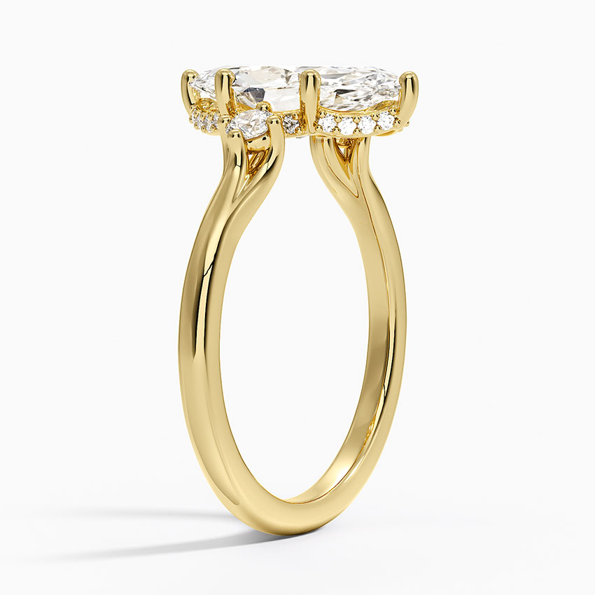 18K Yellow Gold Floating Three Stone Diamond Ring