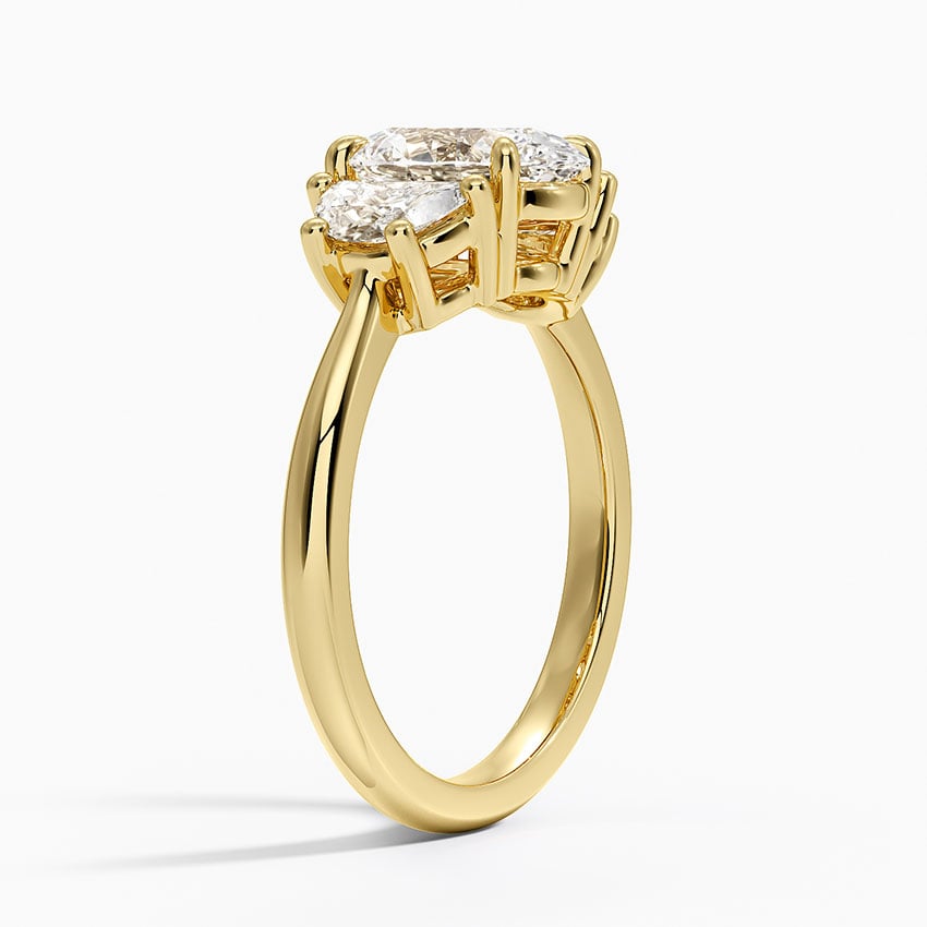 18K Yellow Gold Half Moon Three Stone Diamond Ring (1/2 ct. tw.)
