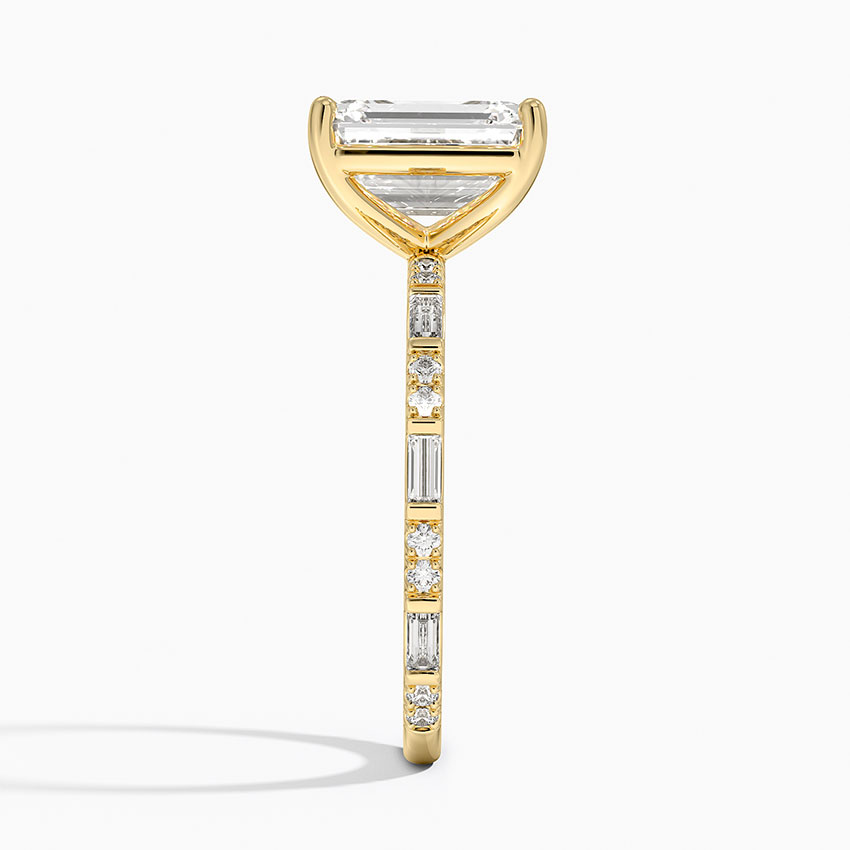 18K Yellow Gold Luz Baguette and Round Diamond Ring
