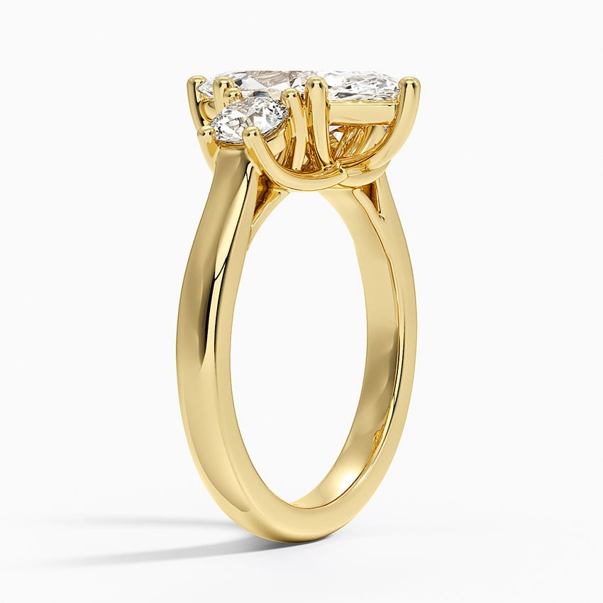 18K Yellow Gold Petite Three Stone Trellis Diamond Ring (1/3 ct. tw.)