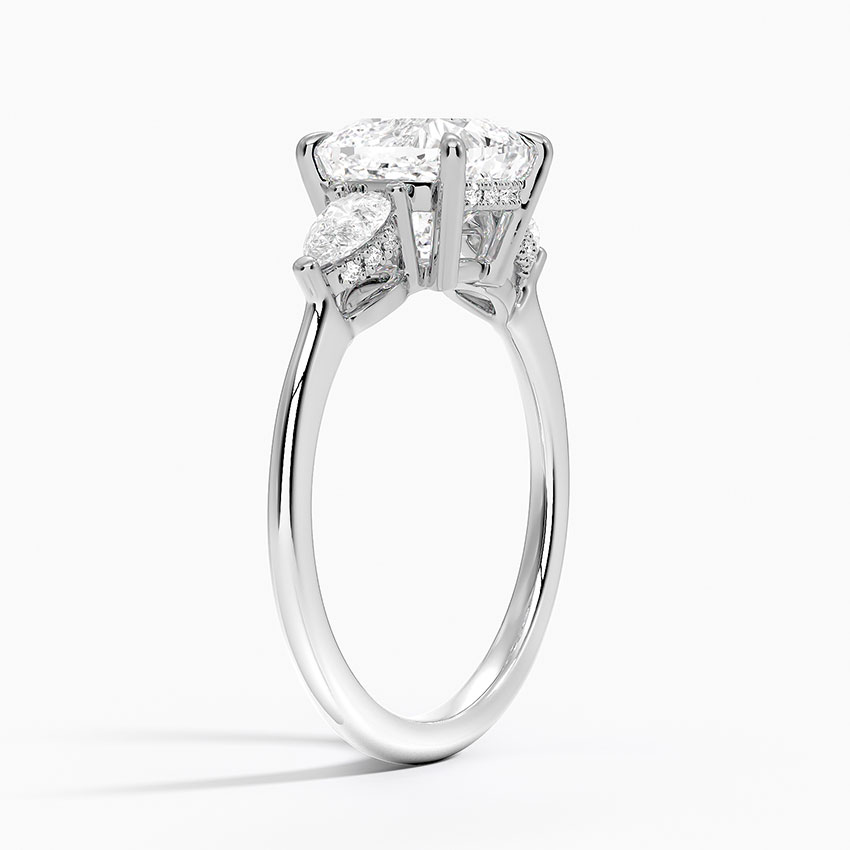 18K White Gold Adorned Opera Three Stone Diamond Ring (1/2 ct. tw.)