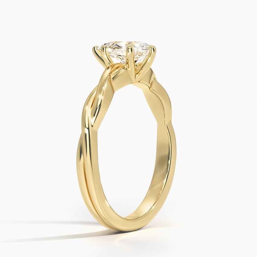 18K Yellow Gold Twisted Vine Solitaire Ring