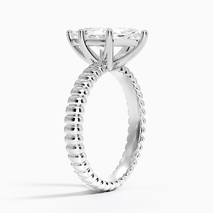 18K White Gold Petra Textured Solitaire Ring