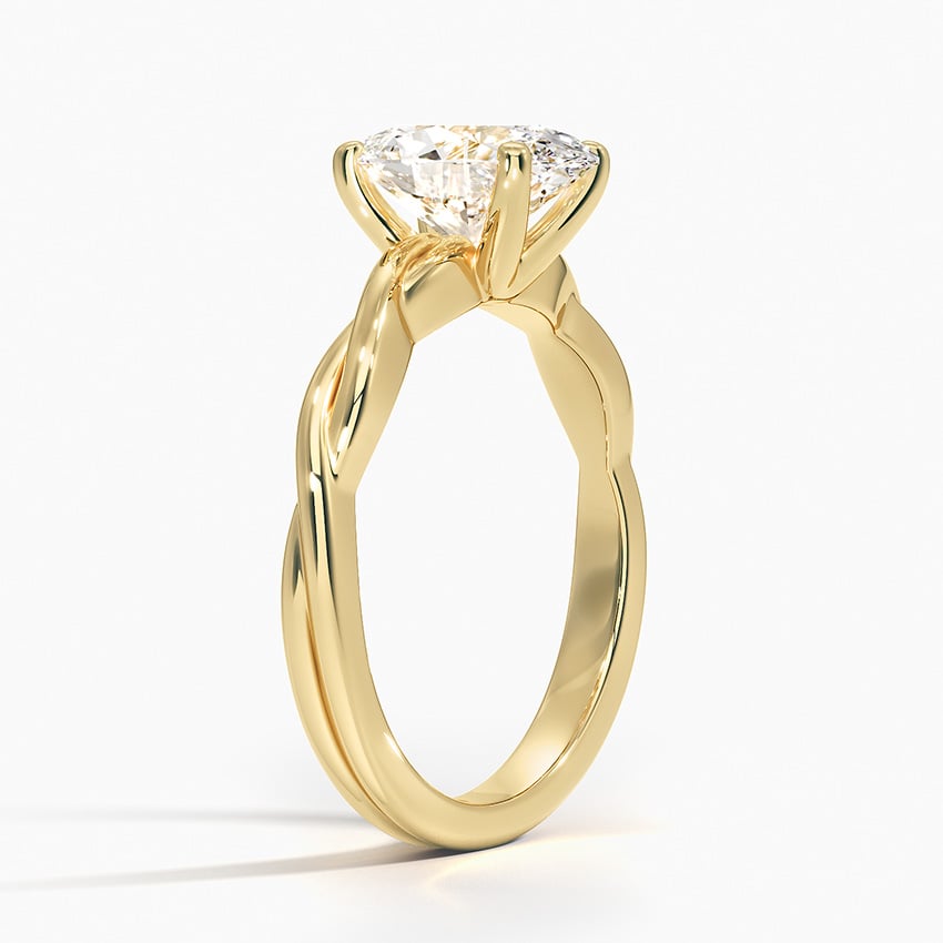18K Yellow Gold Twisted Vine Solitaire Ring
