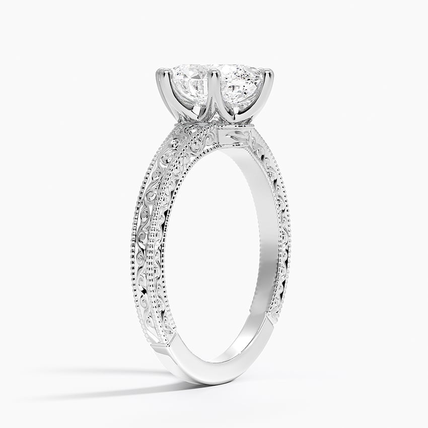 14K White Gold Hudson Engraved Ring