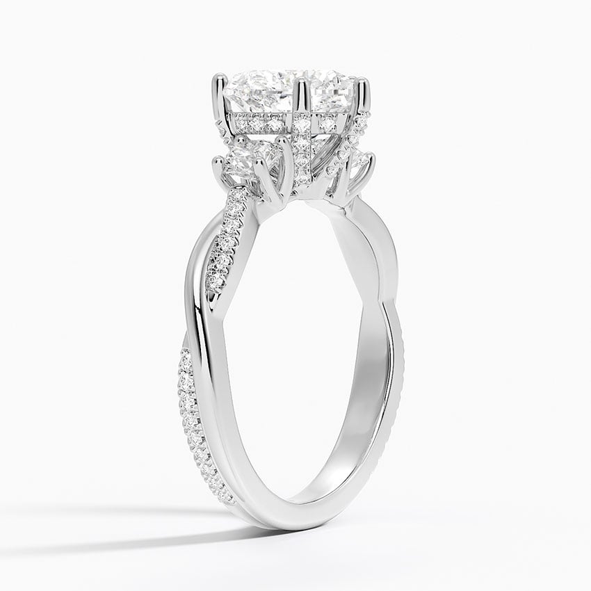 Nature Inspired Three Stone Diamond Engagement Ring