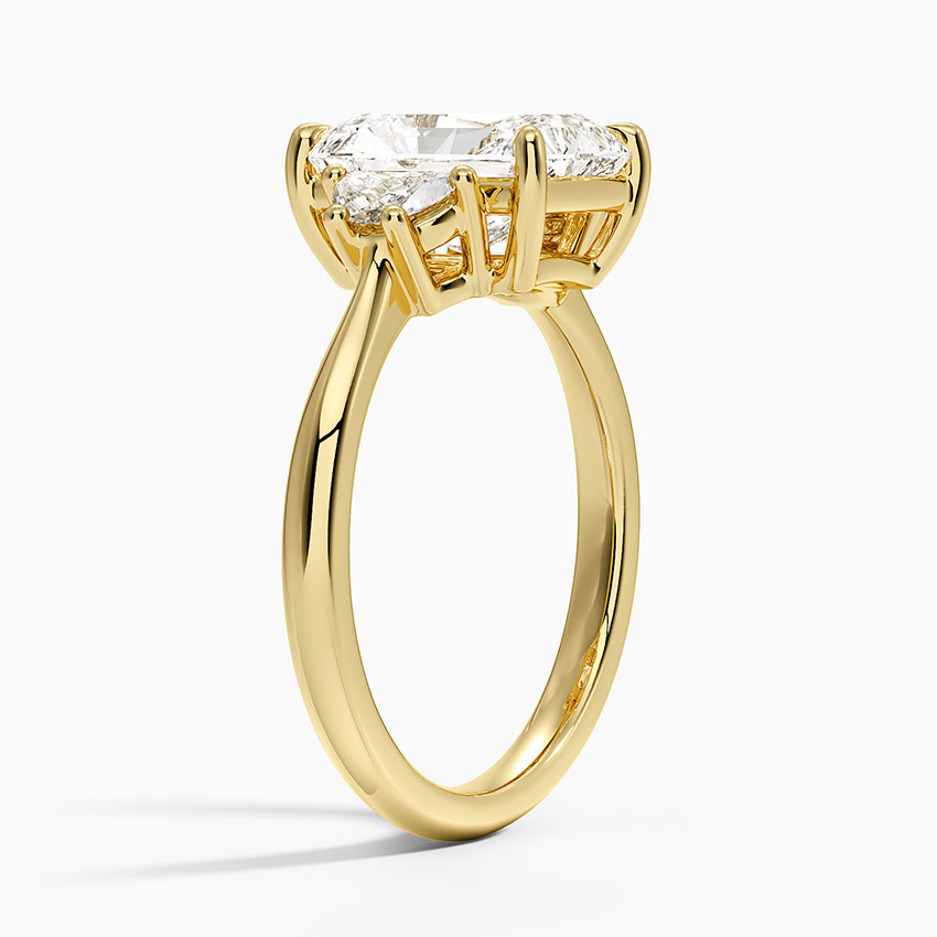 18K Yellow Gold Half Moon Three Stone Diamond Ring (1/4 ct. tw.)