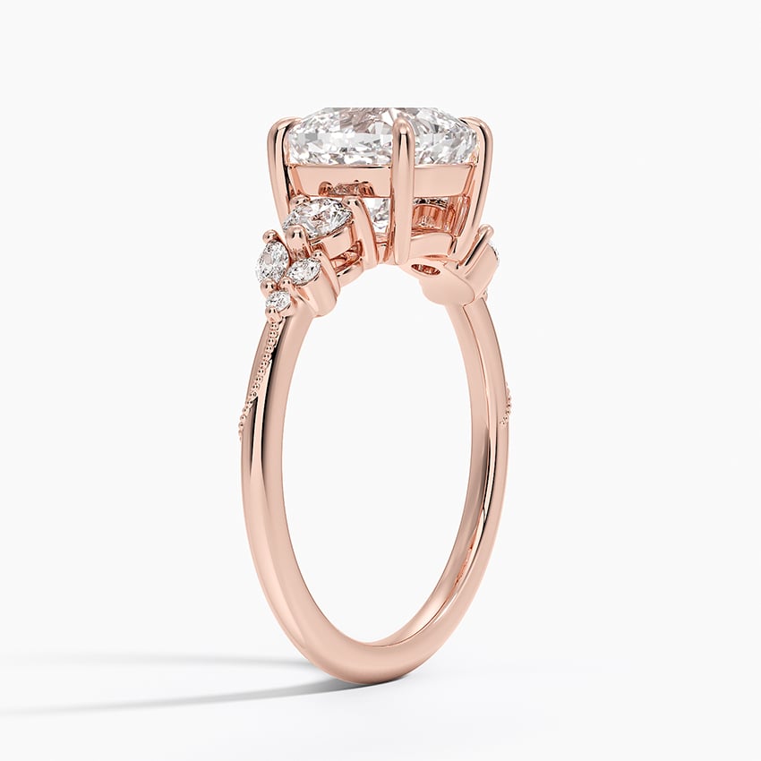14K Rose Gold Camellia Three Stone Diamond Ring (1/3 ct. tw.)