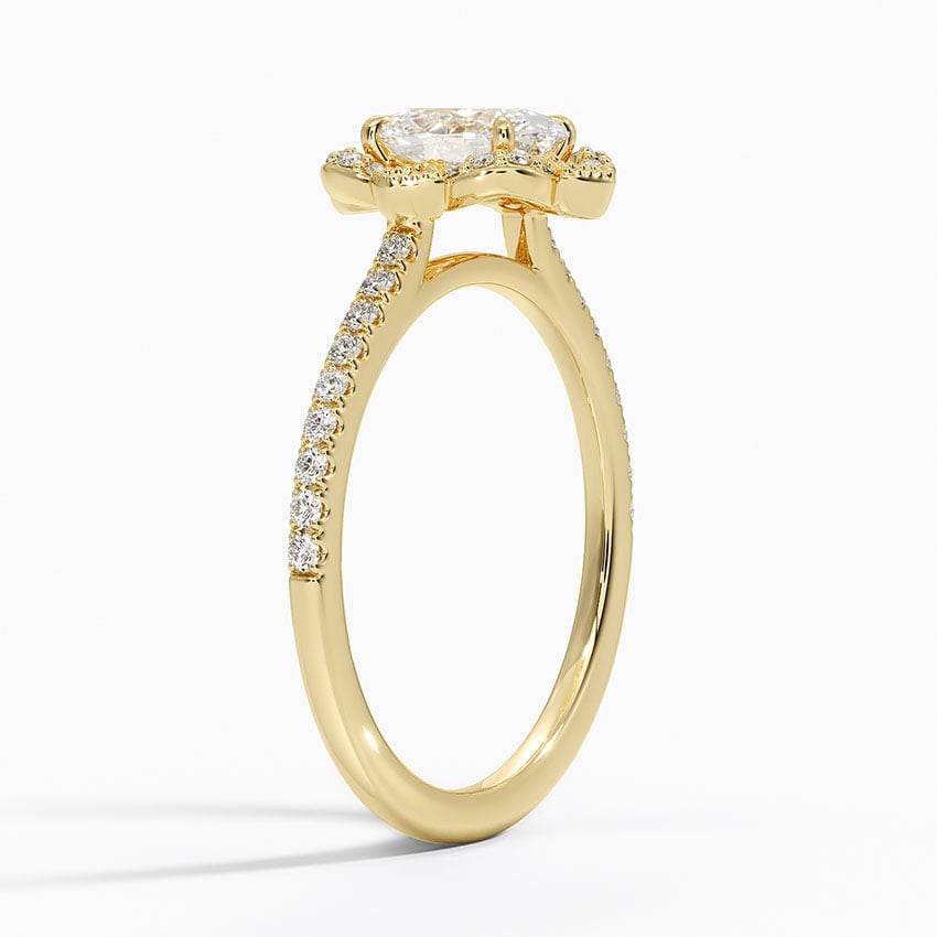 18K Yellow Gold Reina Halo Diamond Ring, large side view