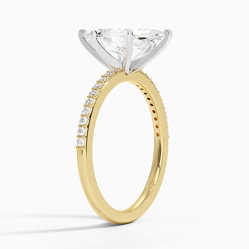 18K Yellow Gold Delicate Shared Prong Diamond Ring