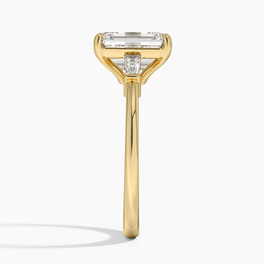 18K Yellow Gold Tapered Baguette Three Stone Diamond Ring
