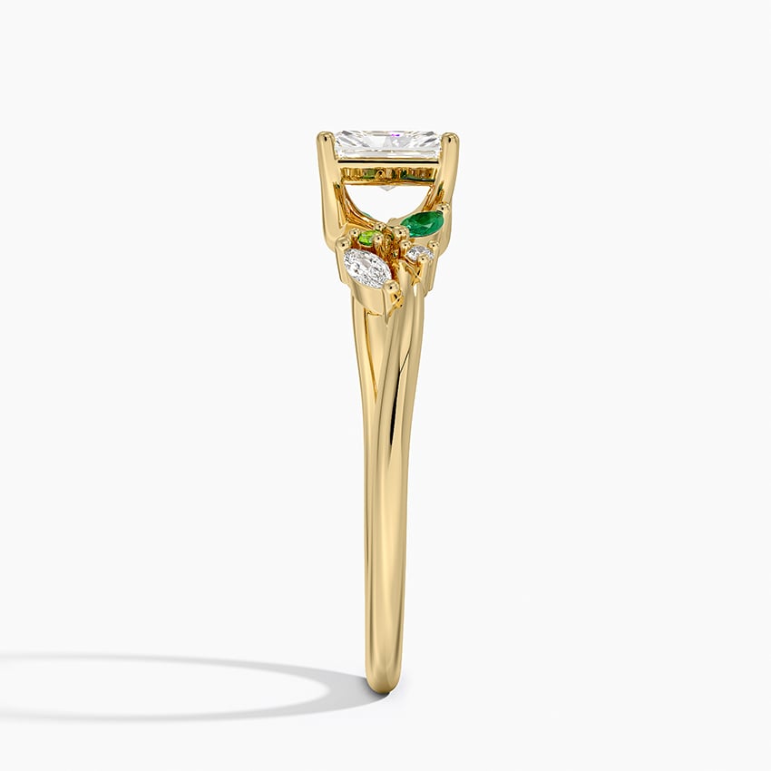 18K Yellow Gold Arden Diamond Ring with Lab Emerald Accents