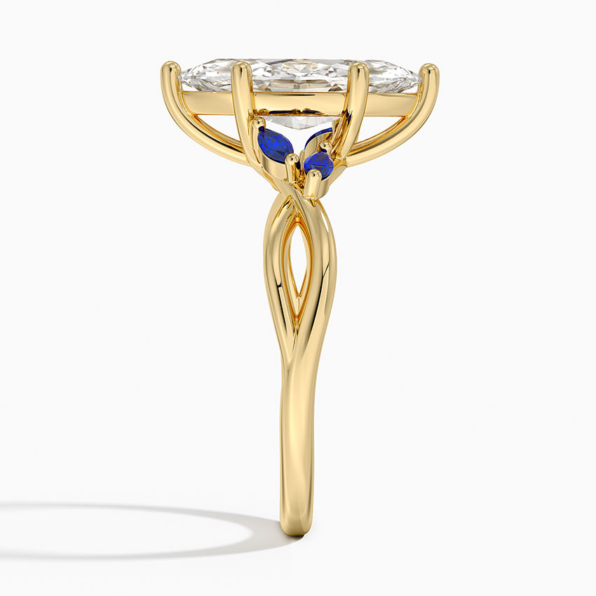 18K Yellow Gold Willow Ring With Sapphire Accents
