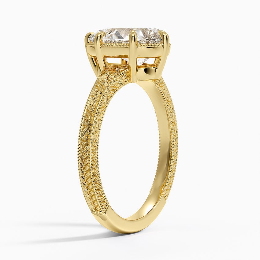 Tapered Elsie Engraved Solitaire Ring