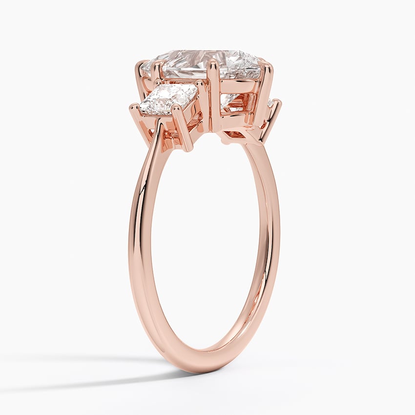 14K Rose Gold Princess Cut Three Stone Diamond Ring