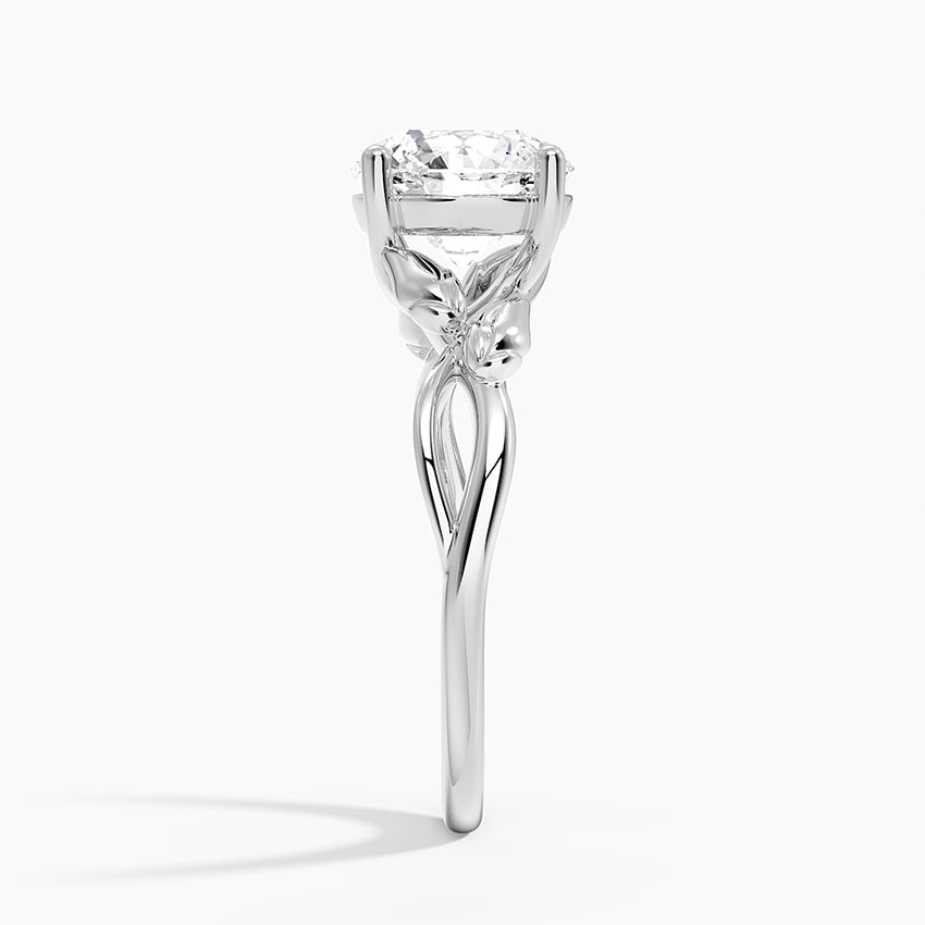 18K White Gold Budding Willow Solitaire Ring, large side view