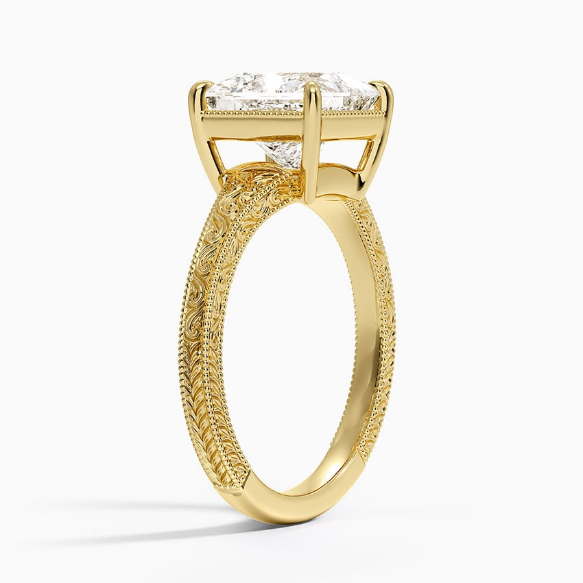 Tapered Elsie Engraved Solitaire Ring