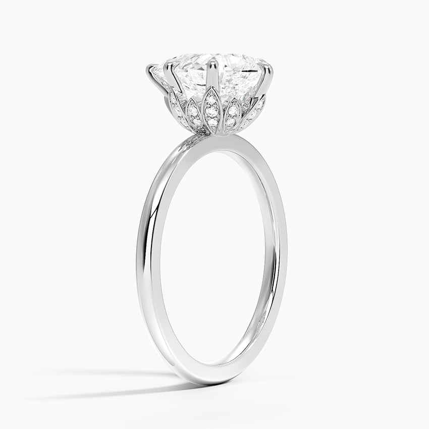 18K White Gold Petal Six Prong Diamond Ring