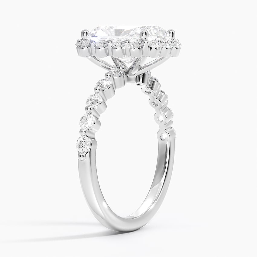 Shared Prong Halo Engagement Ring