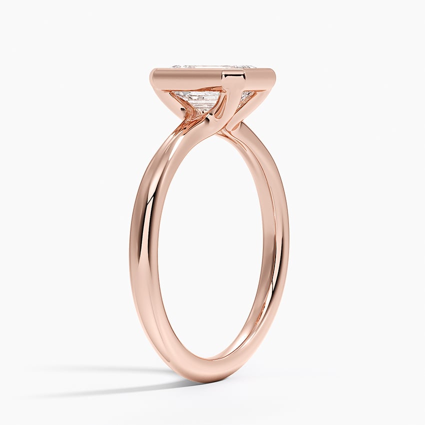 Moissanite Freesia Bezel Solitaire Ring in 14K Rose Gold