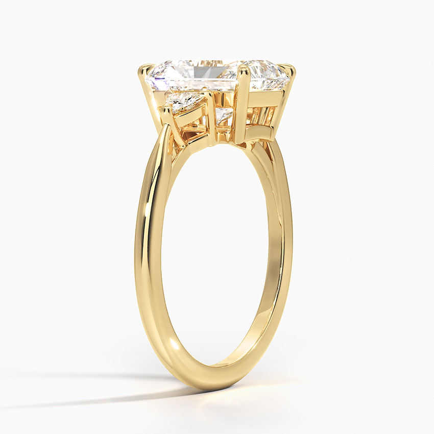 18K Yellow Gold Trillion Cut Three Stone Diamond Ring