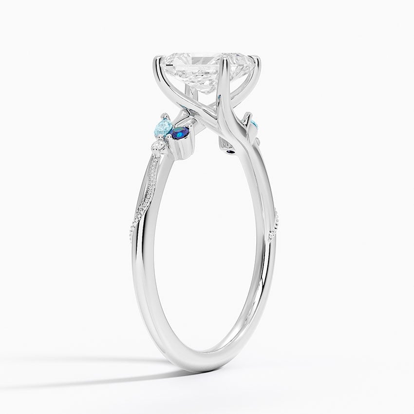 Lab Alexandrite and Aquamarine Accented Engagement Ring