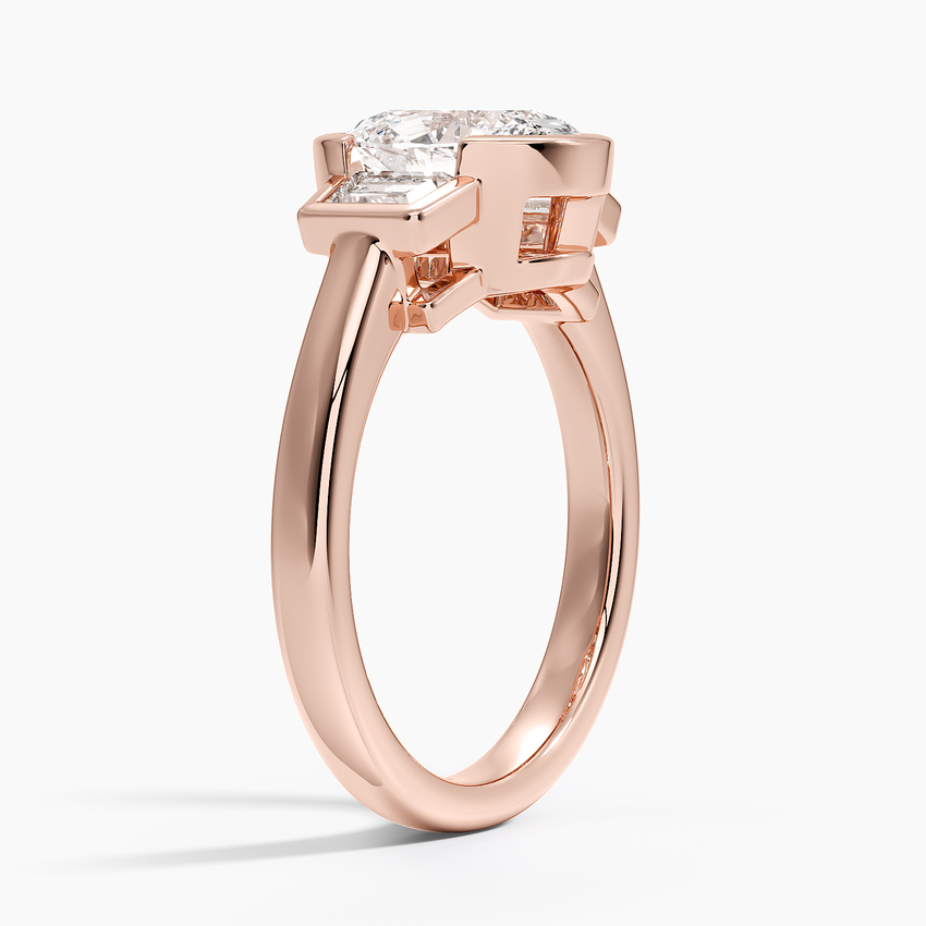 14K Rose Gold Seamless Trapezoid Three Stone Diamond Ring (1/2 ct. tw.)