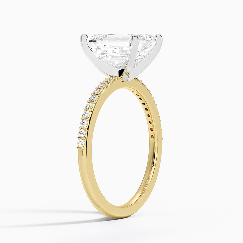 18K Yellow Gold Delicate Shared Prong Diamond Ring