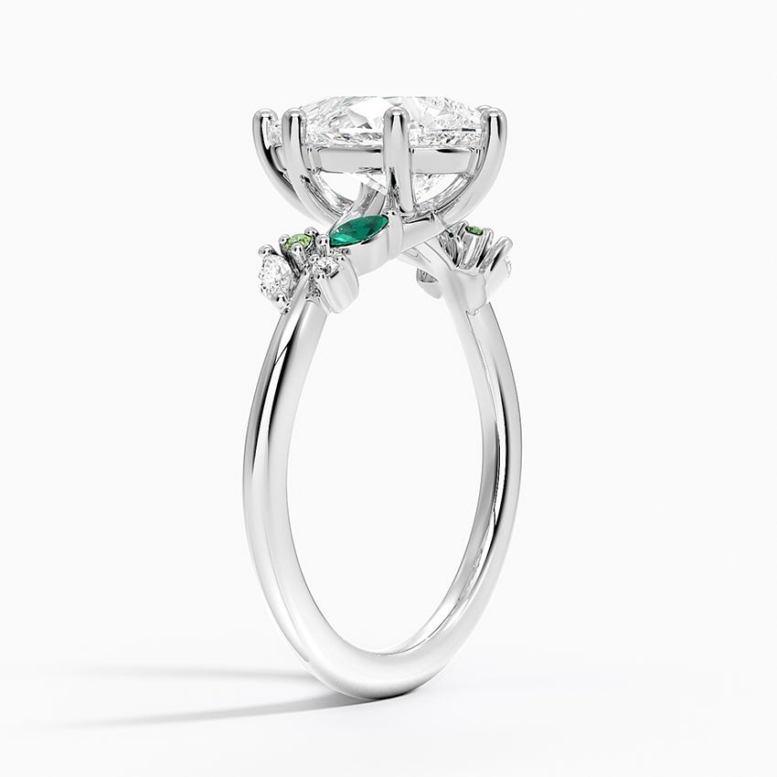 Platinum Arden Diamond Ring with Lab Emerald Accents