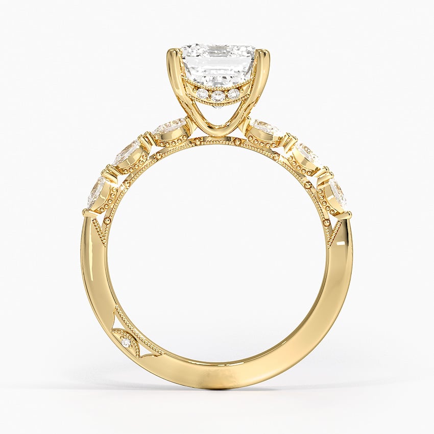 18K Yellow Gold Tacori Sculpted Crescent Pear Diamond Ring