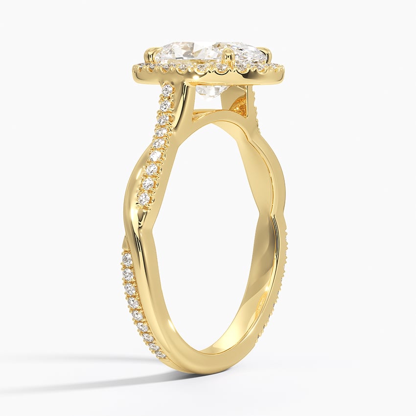 18K Yellow Gold Petite Twisted Vine Halo Diamond Ring (1/4 ct. tw.)