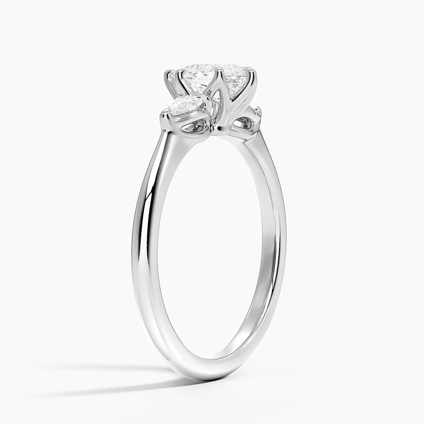 Petite Fleur Three Stone Diamond Ring in Platinum