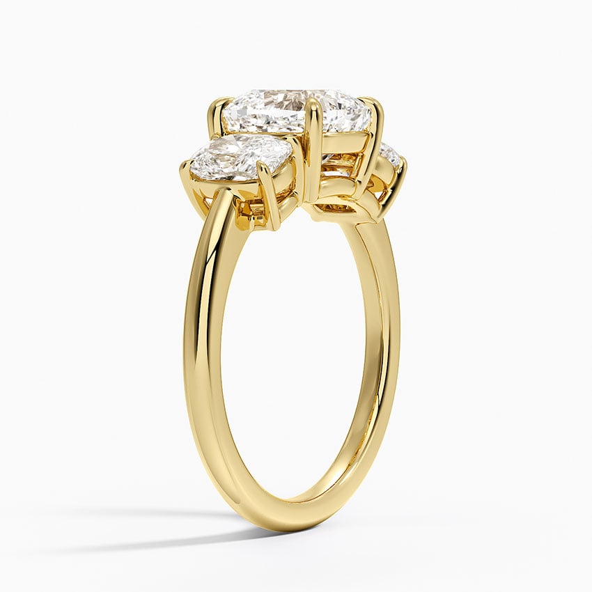 Luxe Faye Elongated Cushion Three Stone Diamond Ring