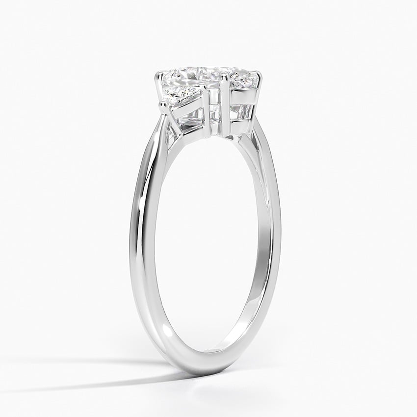 18K White Gold Trillion Cut Three Stone Diamond Ring