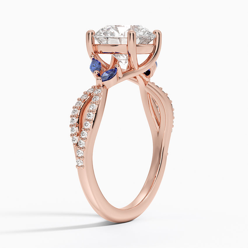 14K Rose Gold Luxe Willow Sapphire and Diamond Ring (1/8 ct. tw.)
