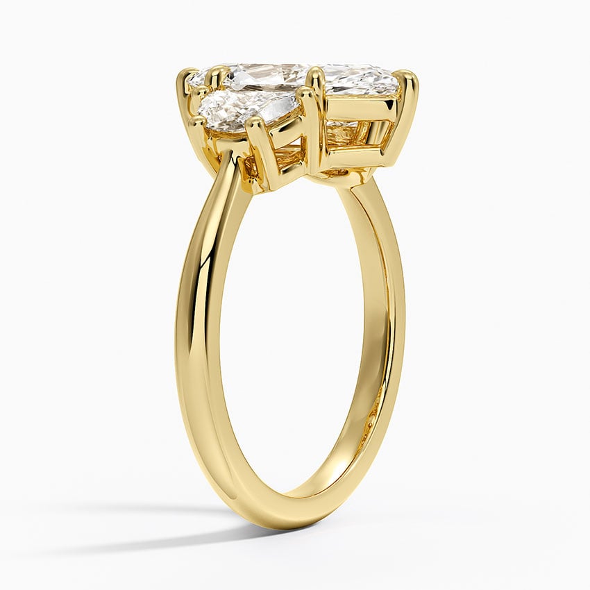 18K Yellow Gold Half Moon Three Stone Diamond Ring (1/2 ct. tw.)