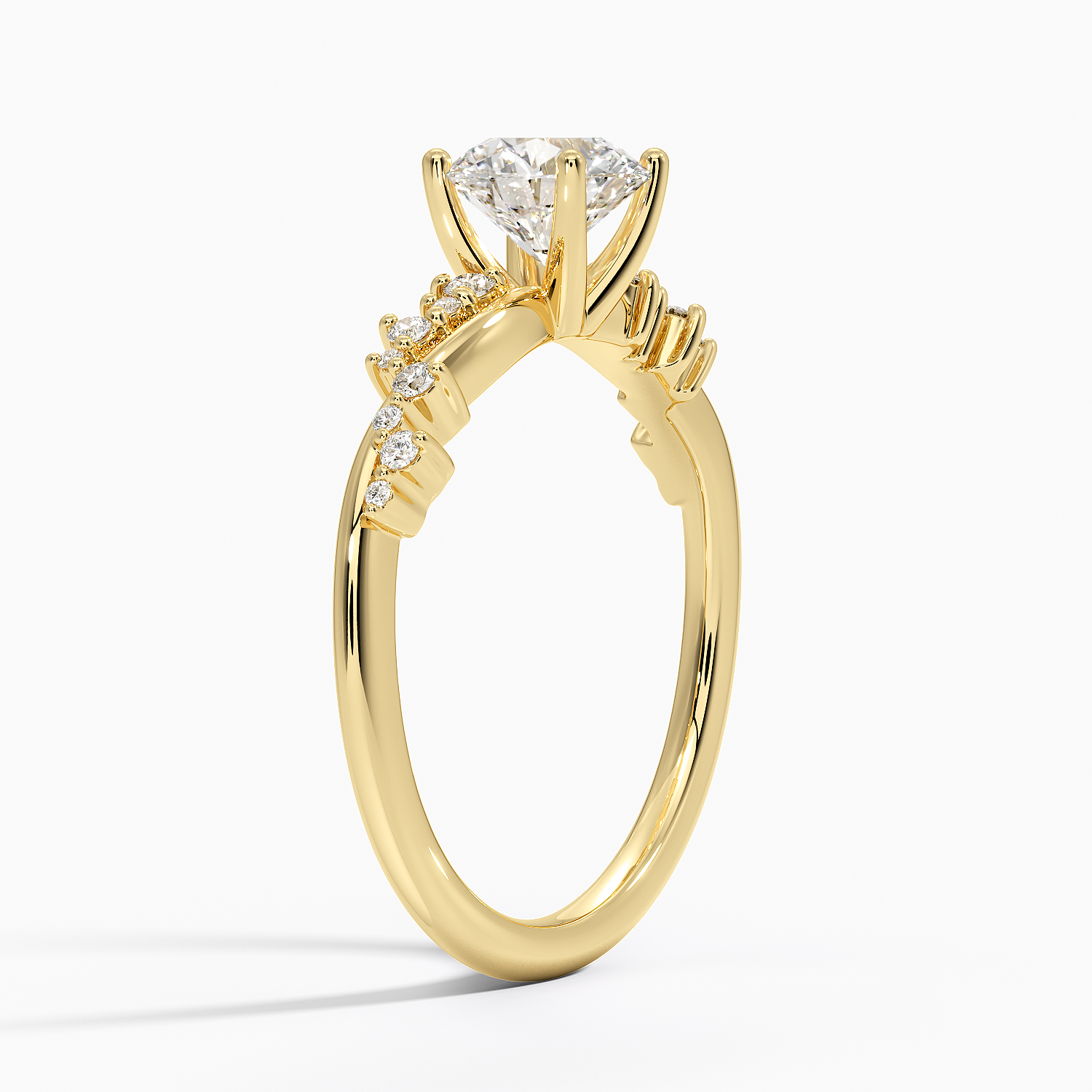 18K Yellow Gold Pirouette Twist Diamond Ring