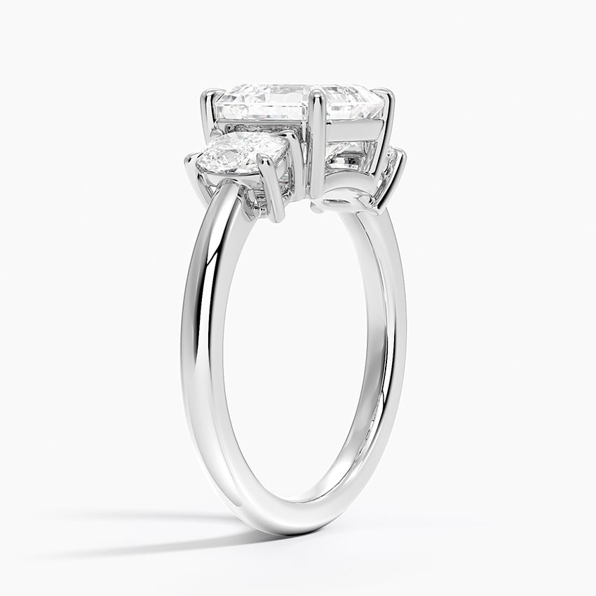 18K White Gold Faye Elongated Cushion Three Stone Diamond Ring