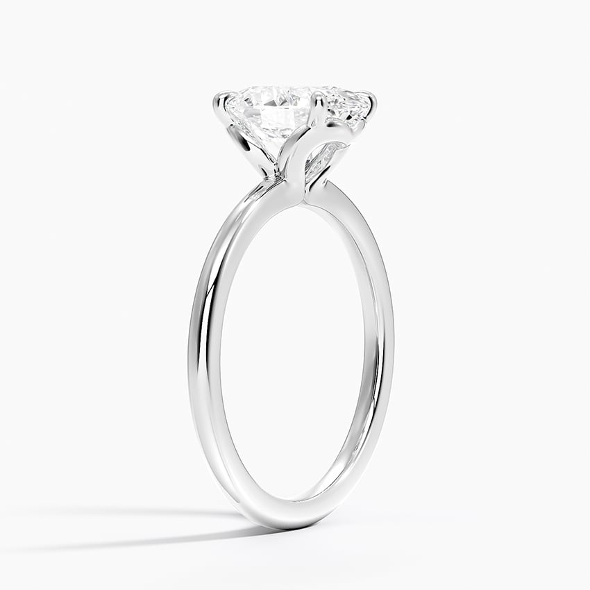 18K White Gold Hidden Heart Solitaire Ring