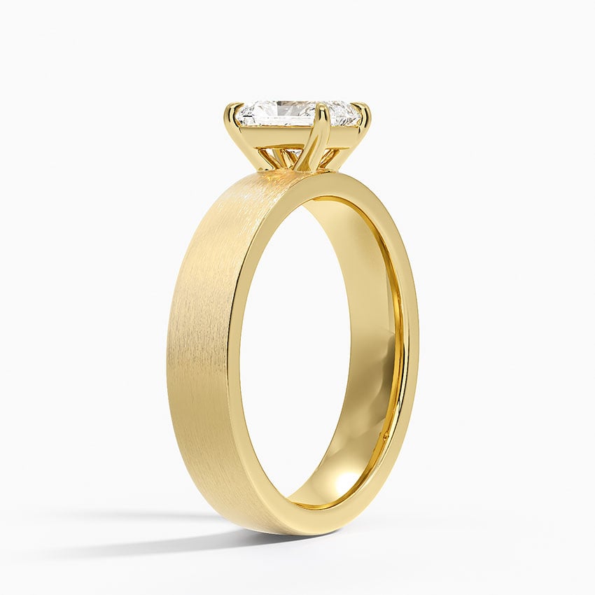 Peyton 4mm Satin Finish Solitaire Ring in 18K Yellow Gold