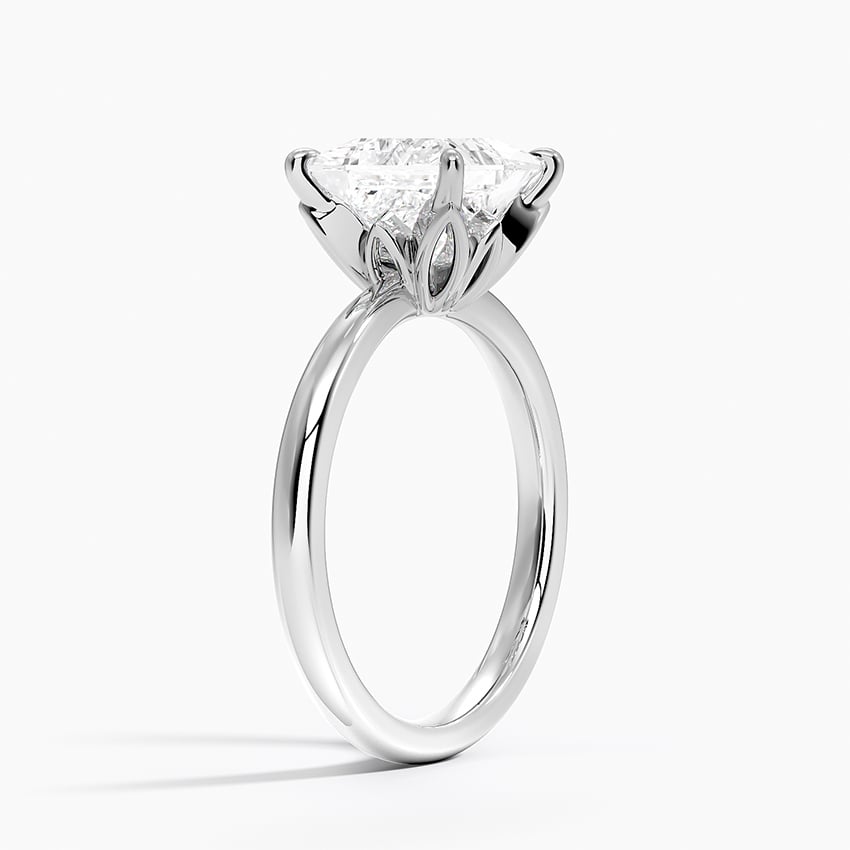 18K White Gold Petal 2mm Solitaire Ring