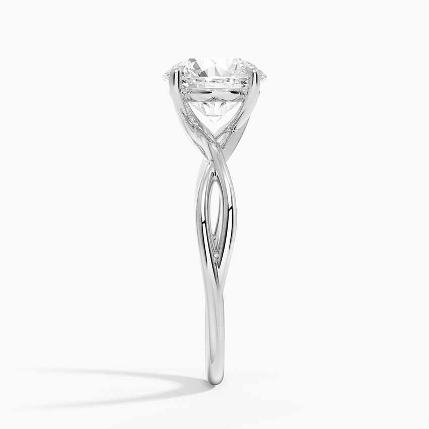 18K White Gold Alya Twist Solitaire Ring, large side view