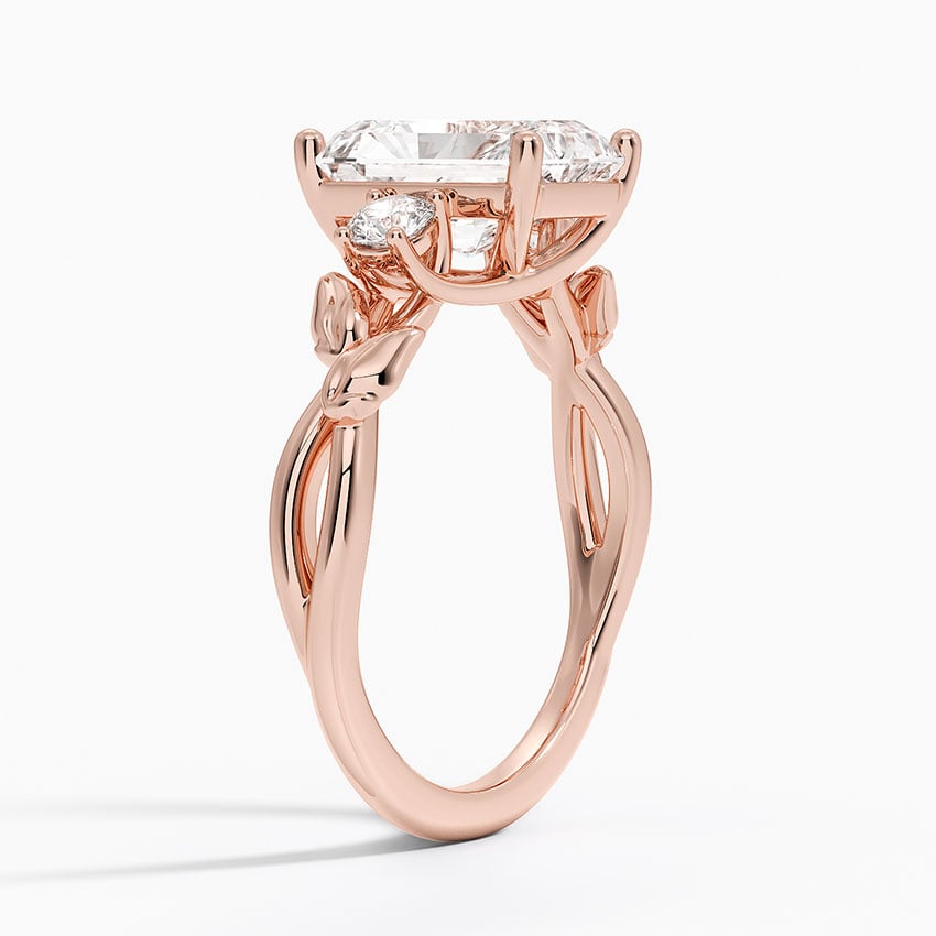 14K Rose Gold Budding Willow Three Stone Diamond Ring
