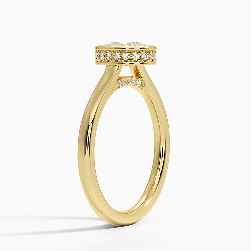 Aquamarine Luna Hidden Halo Diamond Ring in 18K Yellow Gold