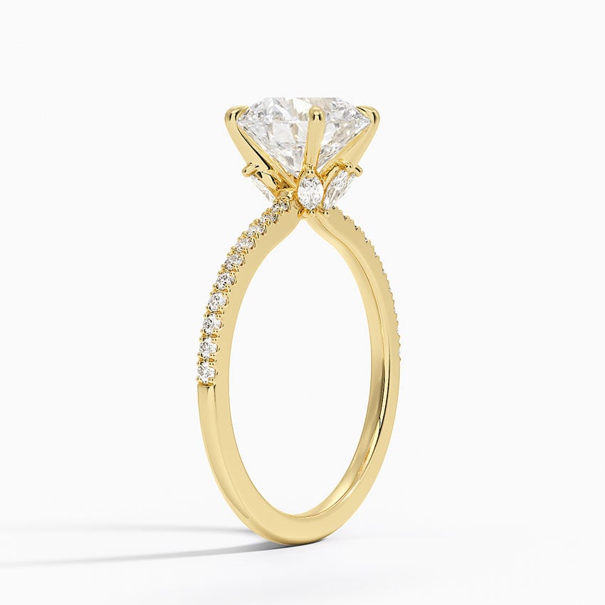 18K Yellow Gold Ballad Hidden Floral Halo Diamond Ring
