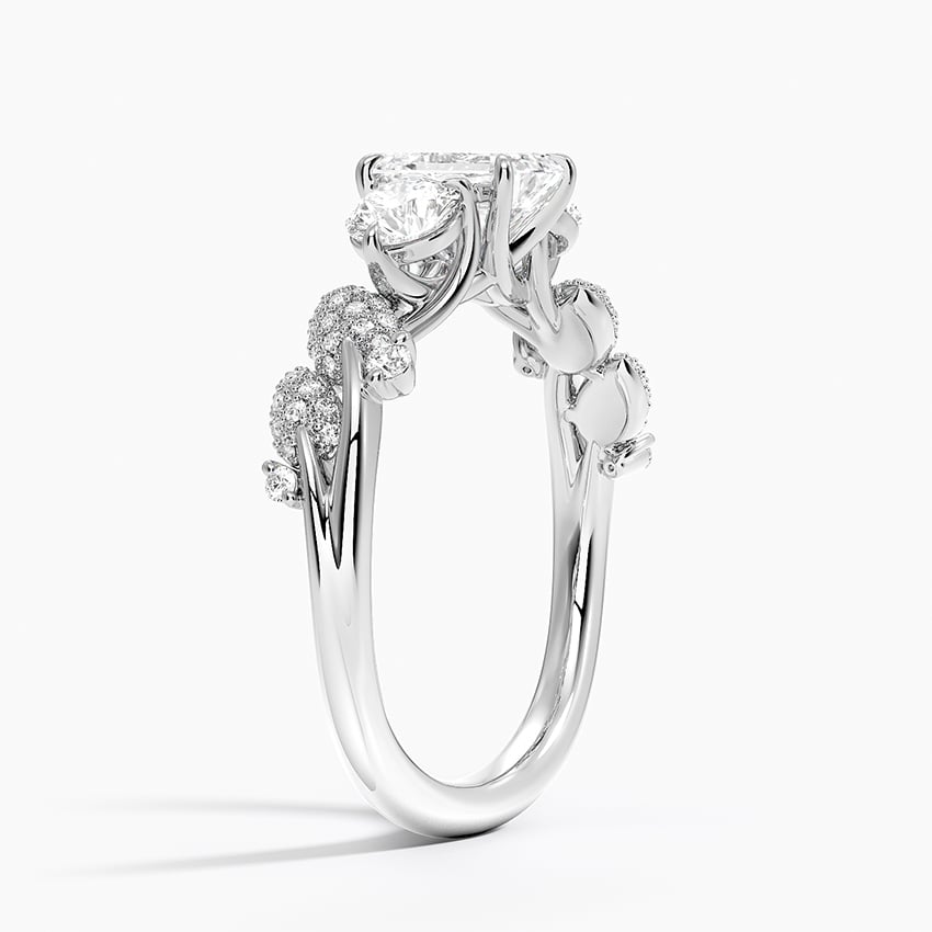Platinum Canopy Three Stone Diamond Ring, large side view