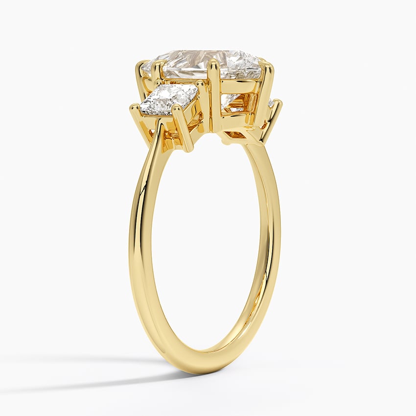 18K Yellow Gold Princess Cut Three Stone Diamond Ring