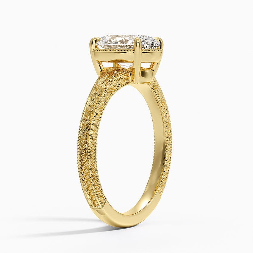 Tapered Elsie Engraved Solitaire Ring