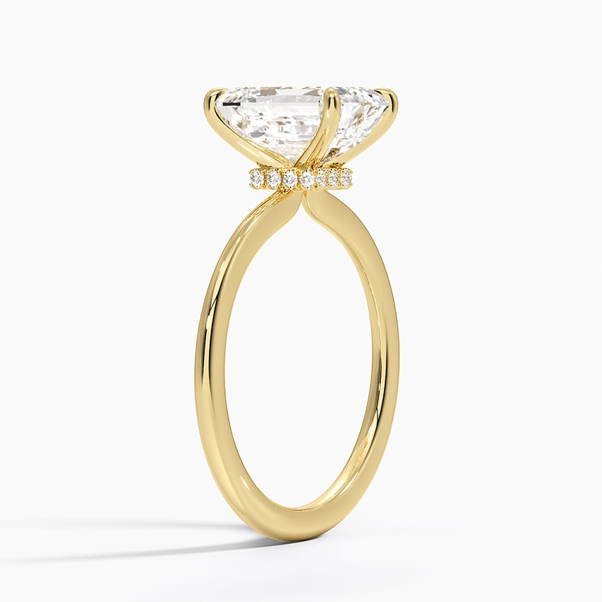 18K Yellow Gold Petite Secret Halo Diamond Ring